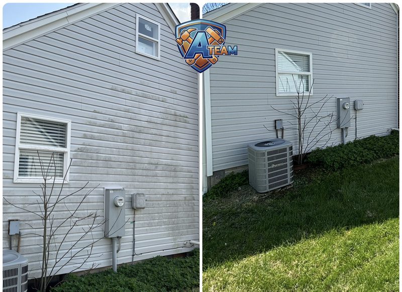 House siding soft wash before and after β algae removed